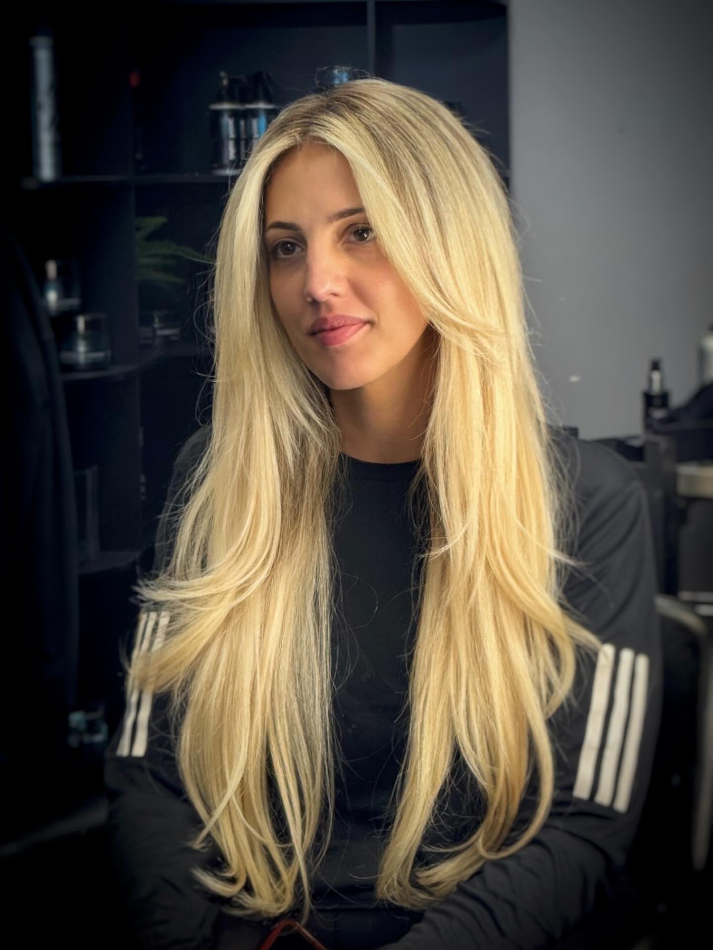 Long platinum blonde hair