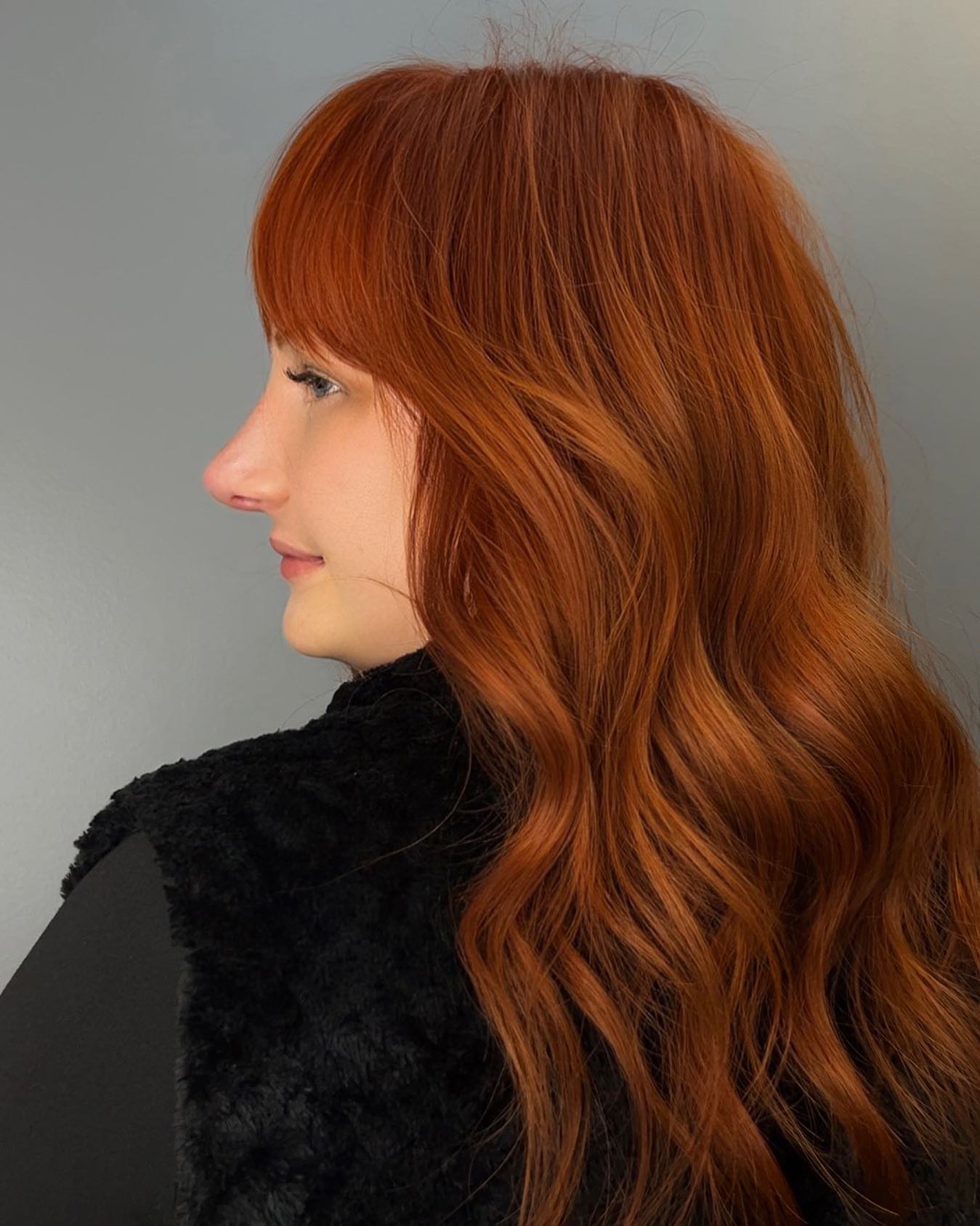 Vibrant copper red hair color