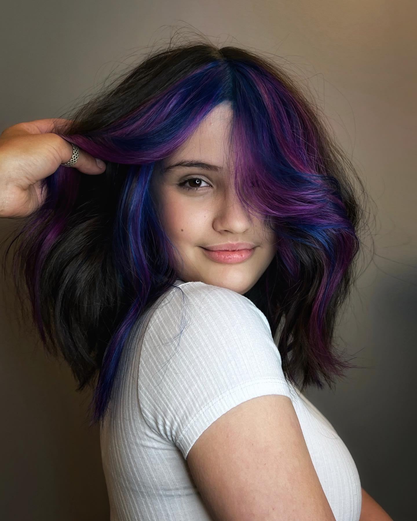Creative purple and blue hair color
