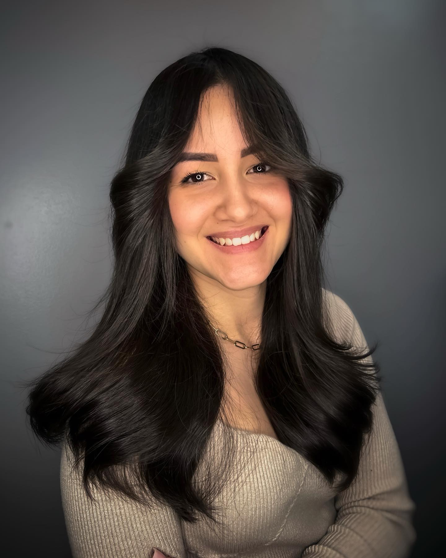Dark glossy long wavy hair